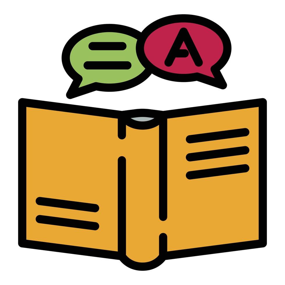 leer libro traductor icono color contorno vector