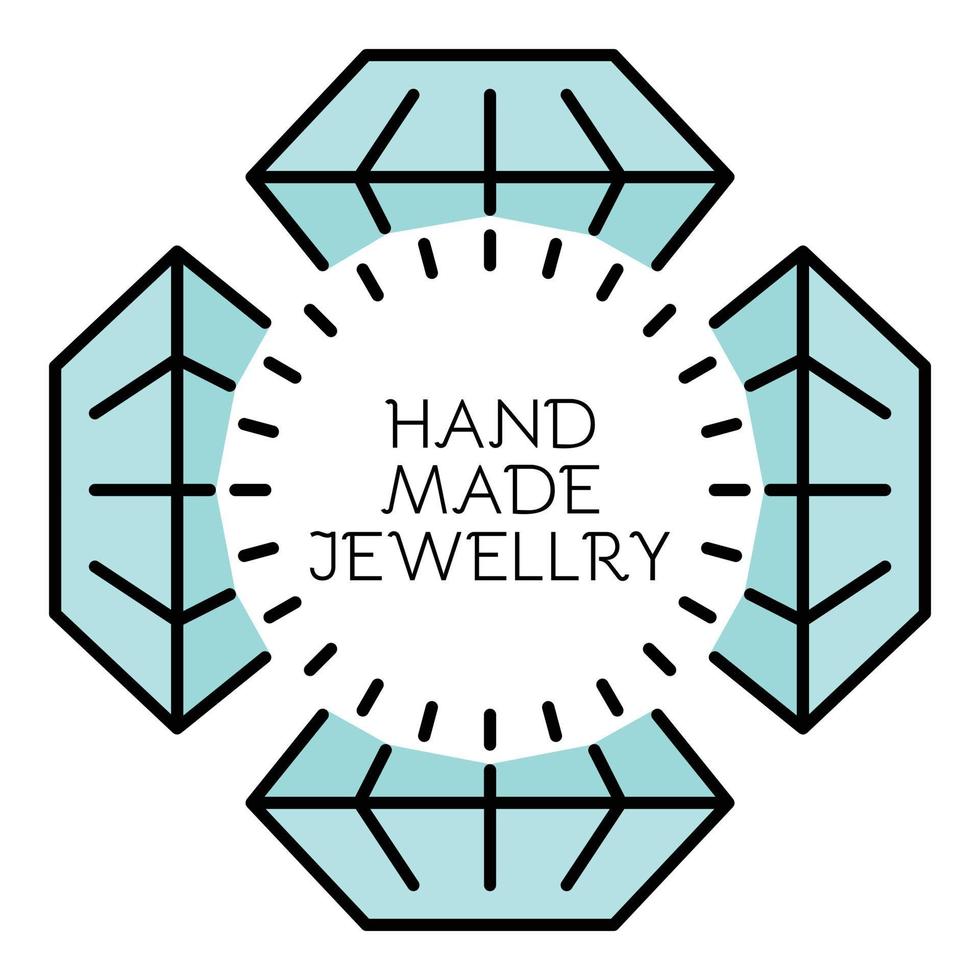 Handmade jewelry logo, outline style vector