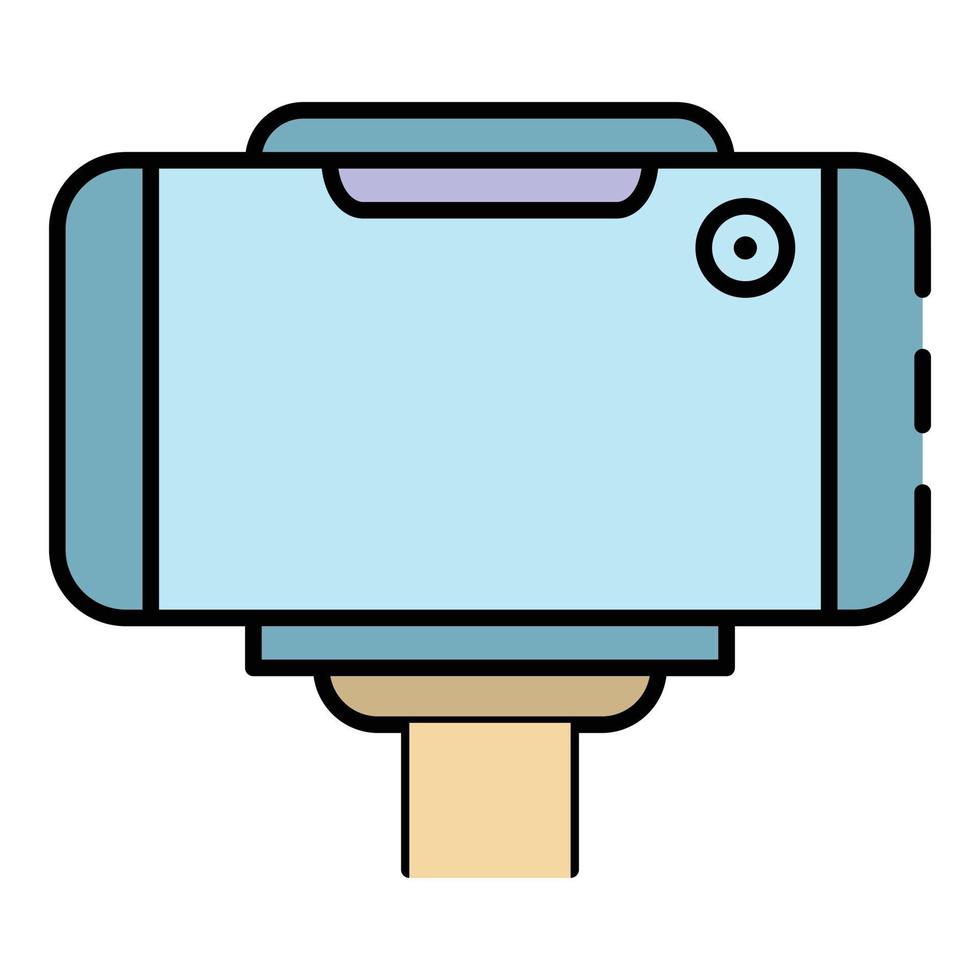 vector de contorno de color de icono de smartphone selfie moderno