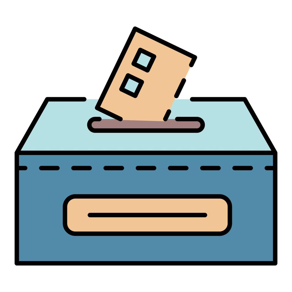 Wood ballot box icon color outline vector