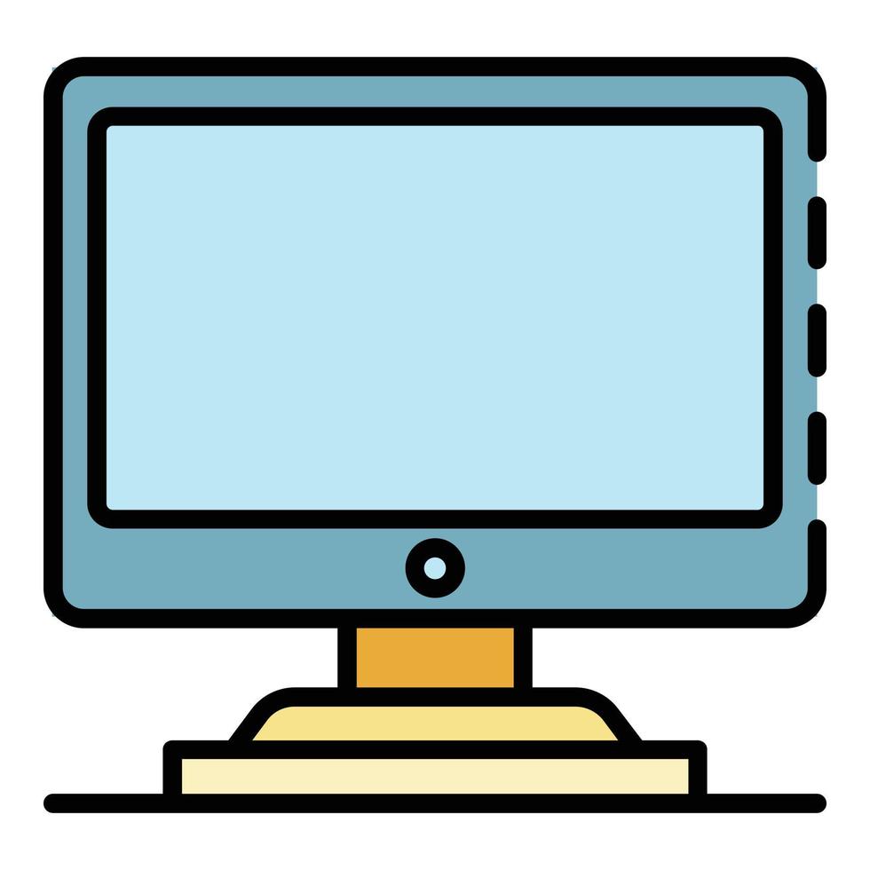 vector de contorno de color de icono de pc de computadora de escritorio