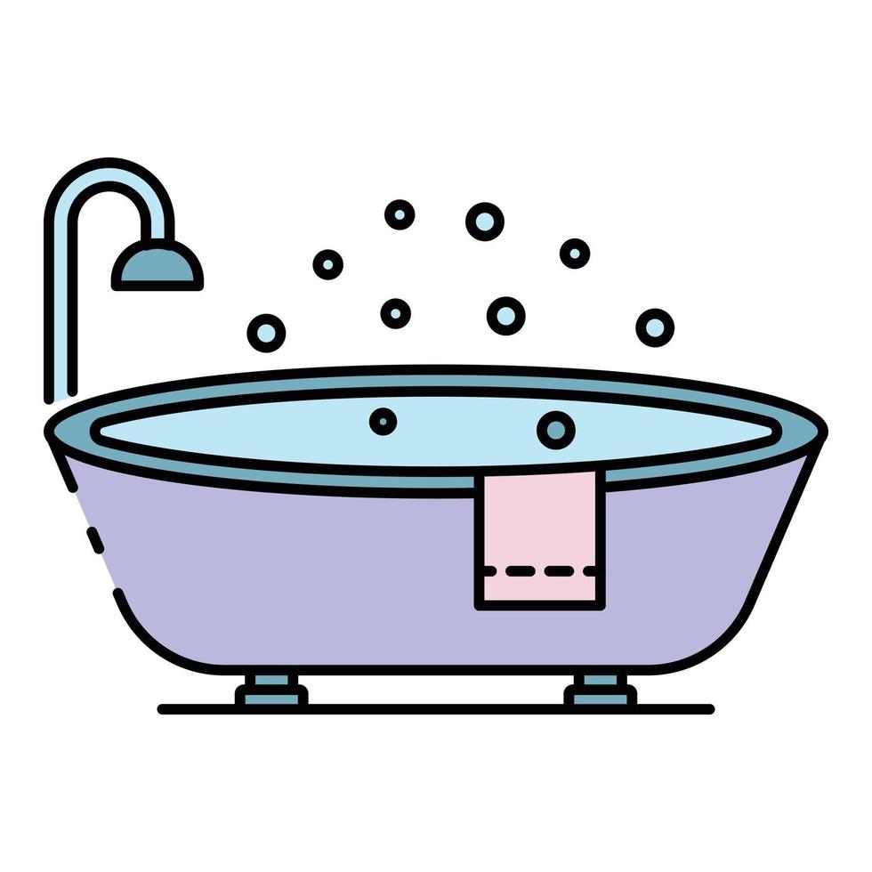 Modern oval bathtub icon color outline vector