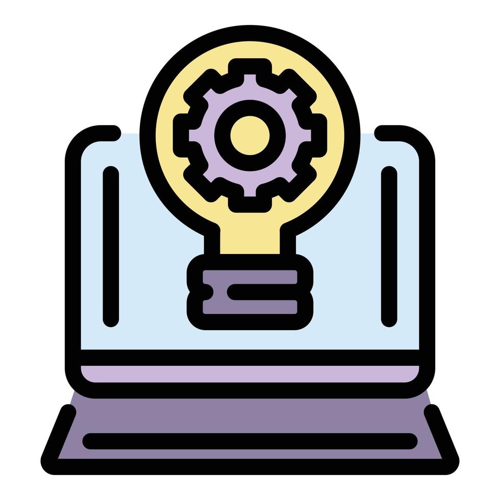 Bulb idea gear engineer icon color outline vector