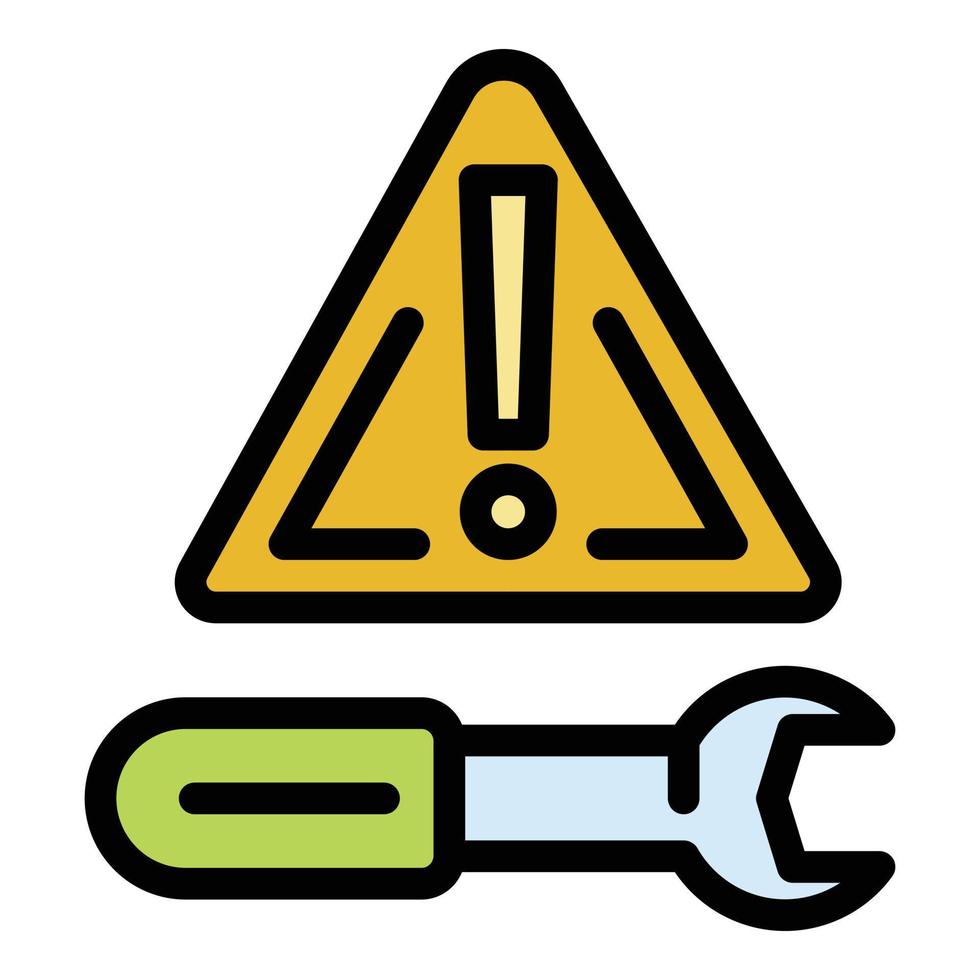 Attention wrench engineer icon color outline vector