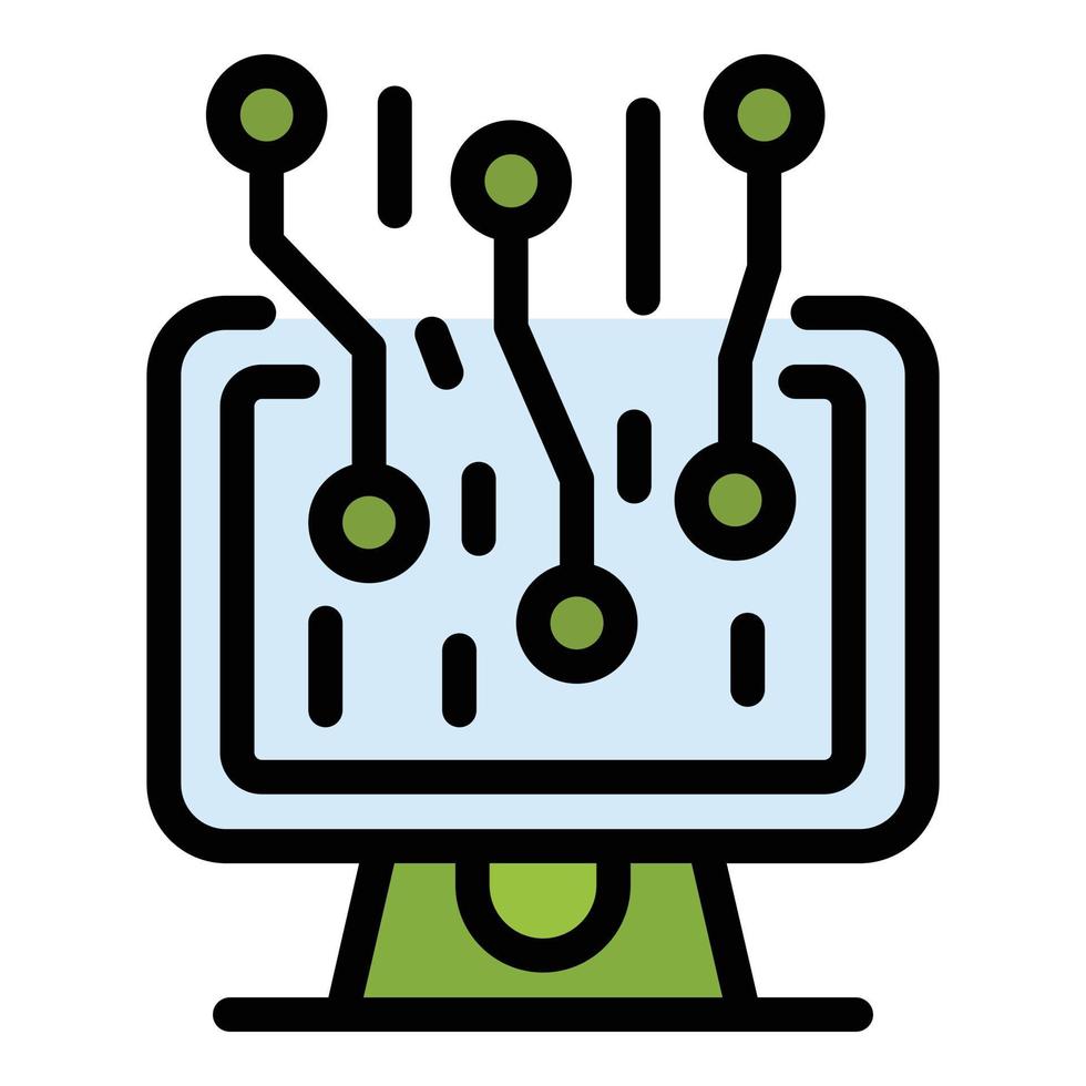 Engineer monitor icon color outline vector