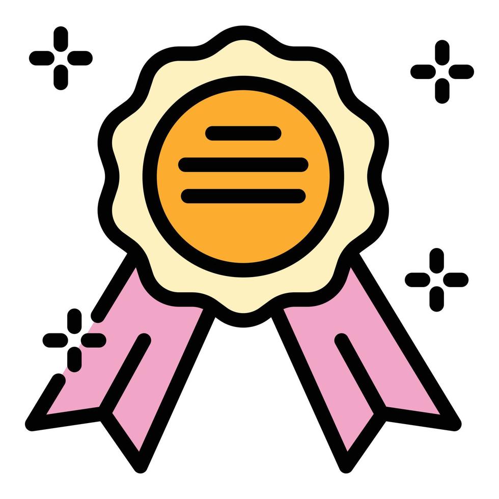 Award with ribbons icon color outline vector