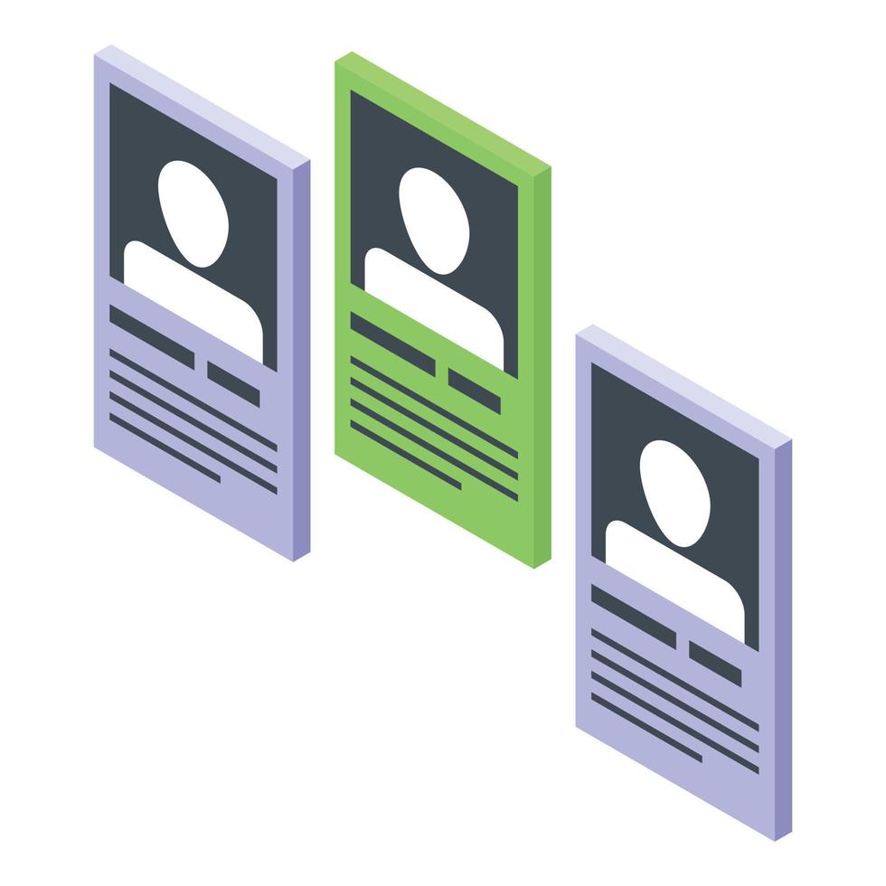 People card recruiter icon, isometric style vector