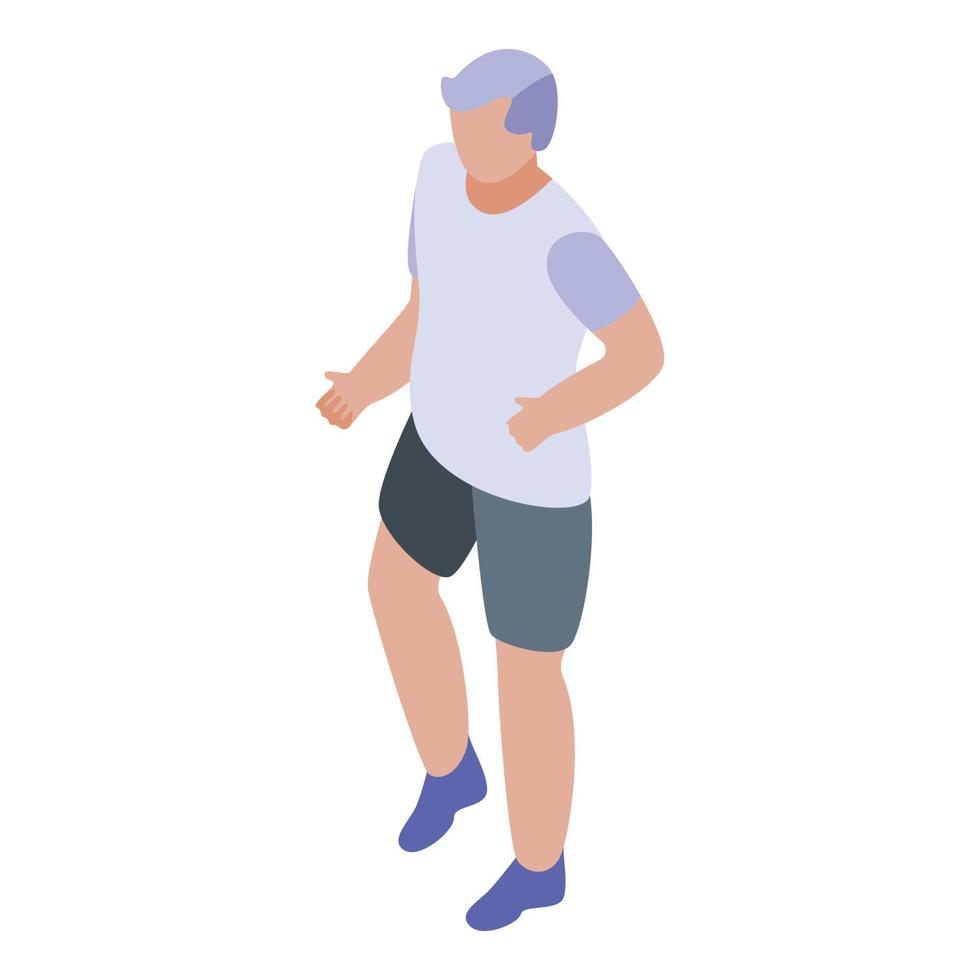 Senior man make exercise icon, isometric style vector