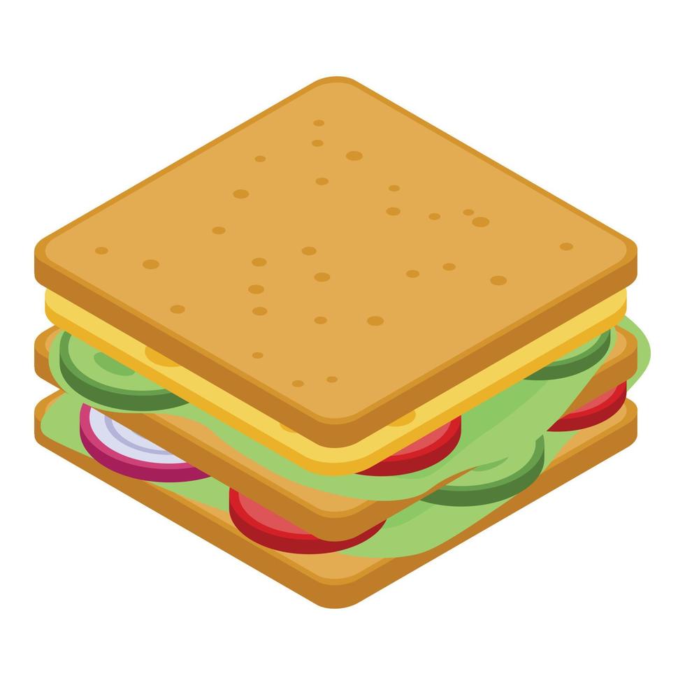 icono de sándwich escolar, estilo isométrico vector