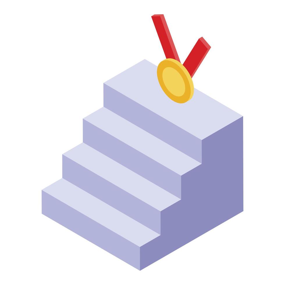 Business medal stairs icon, isometric style vector