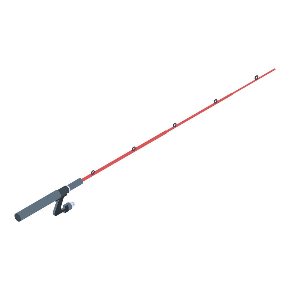 Catching fishing rod icon, isometric style vector