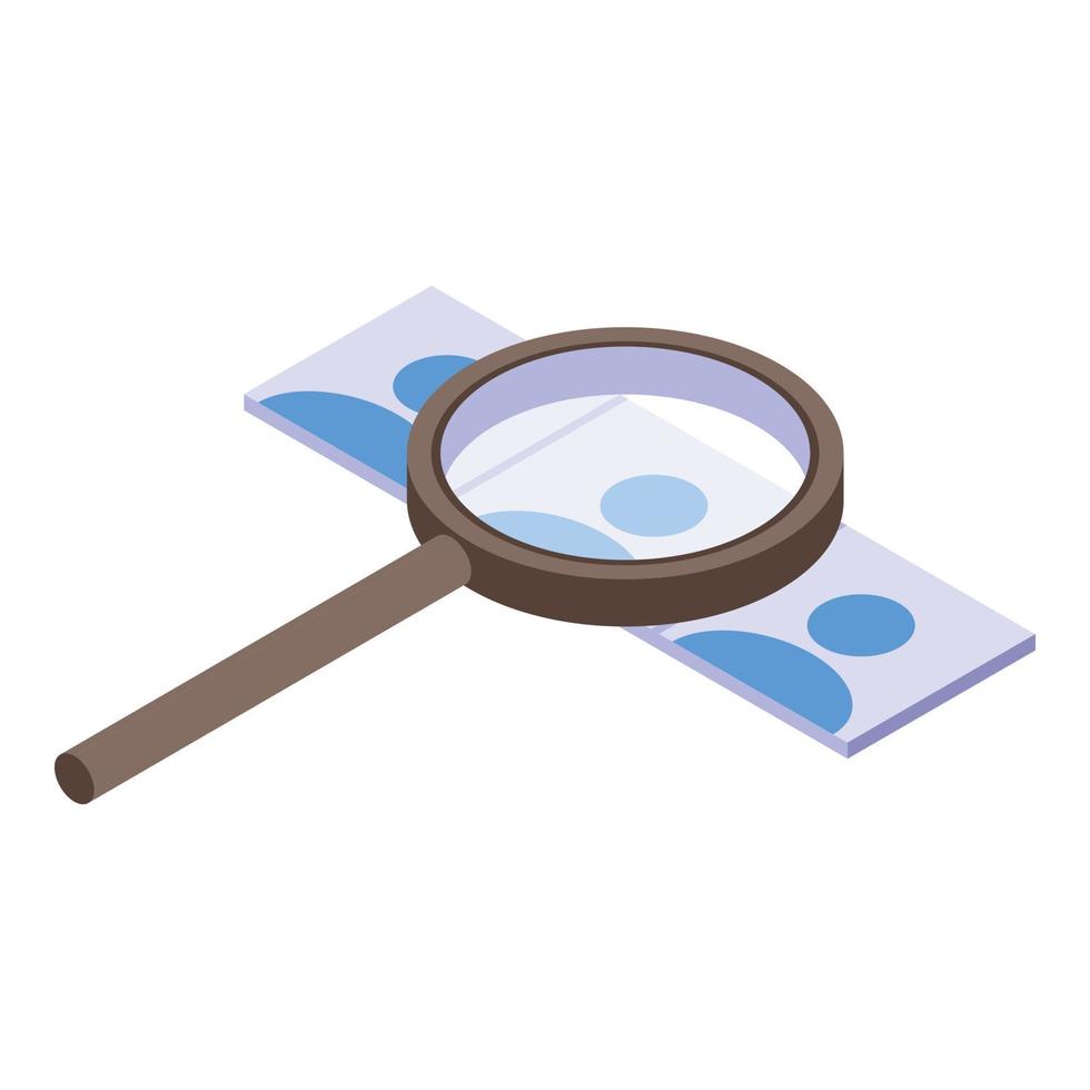 Headhunter magnifier cv icon, isometric style vector