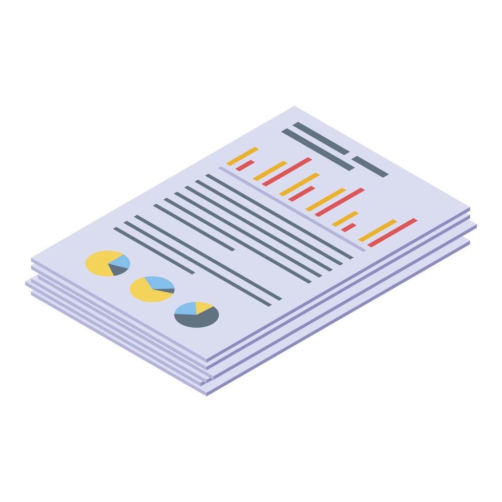 Reporter statistic papers icon, isometric style vector
