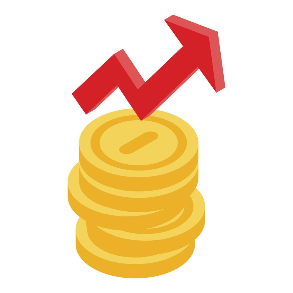 Grow up money coin icon, isometric style vector