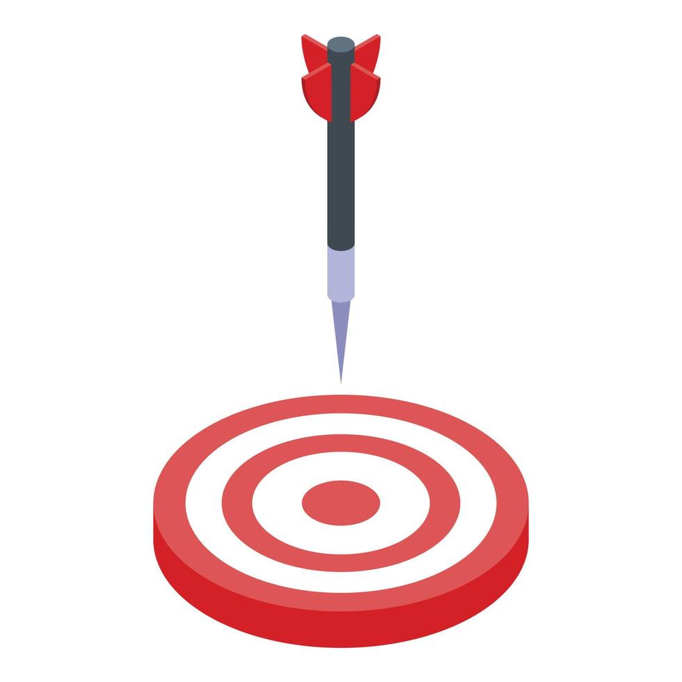 Darts into target icon, isometric style vector