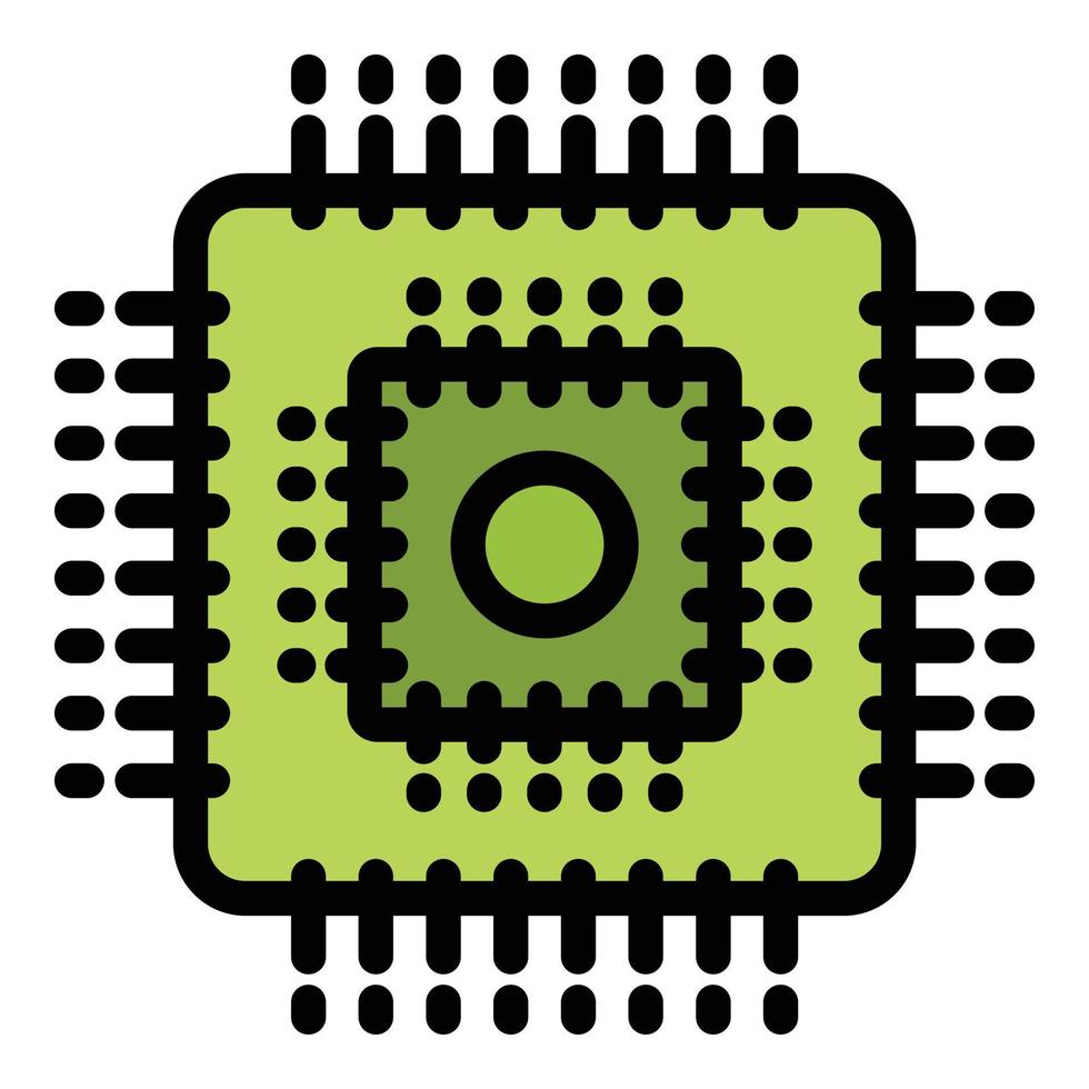Engineer processor icon color outline vector