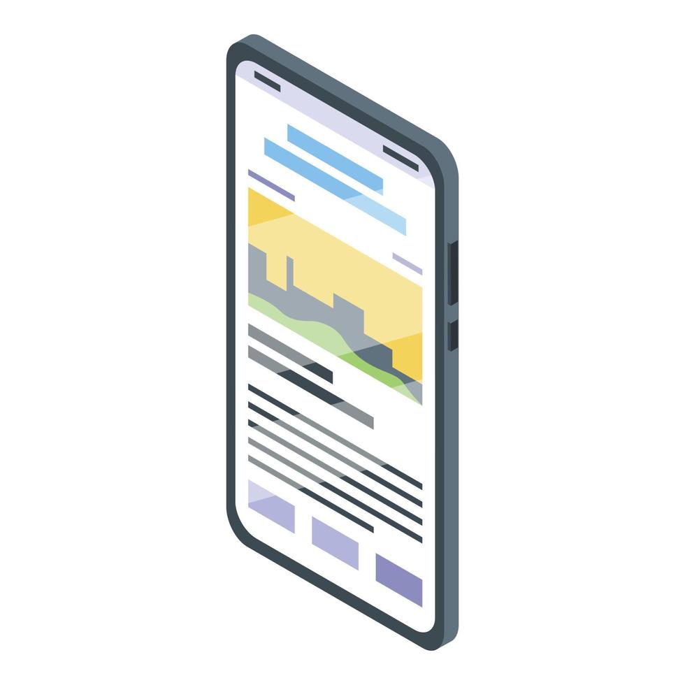 Reporter smartphone icon, isometric style vector