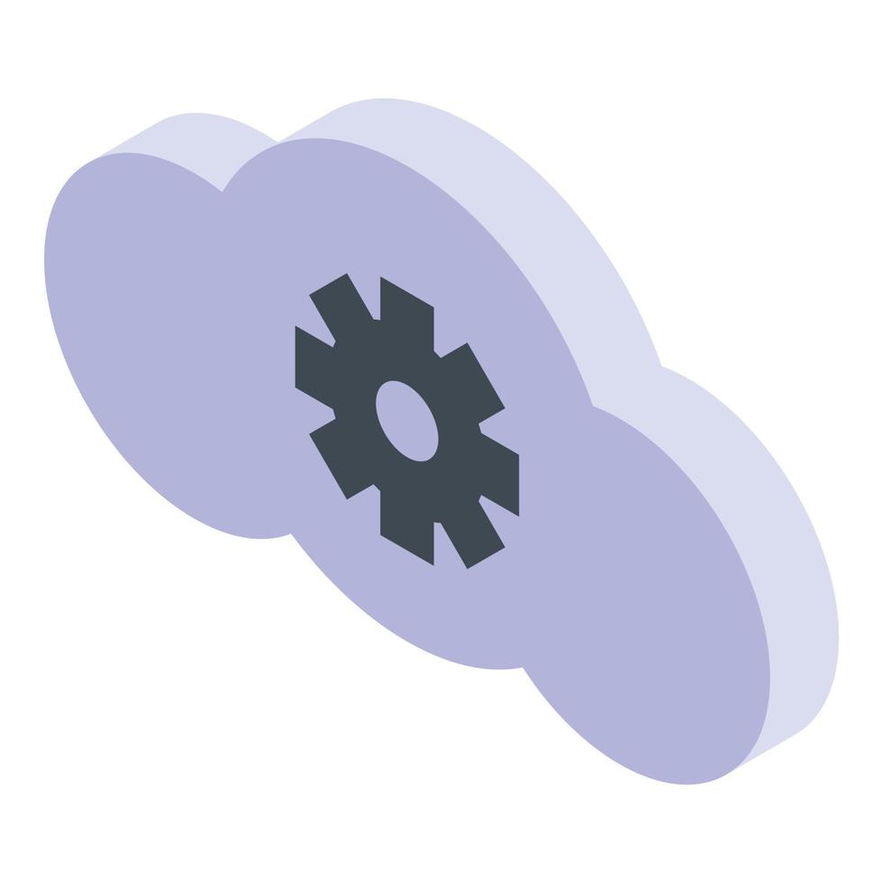 Gear cloud icon, isometric style vector