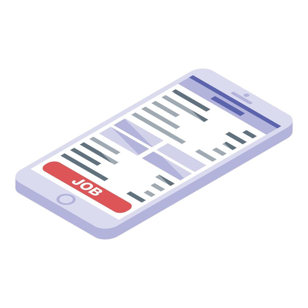 Smartphone job search icon, isometric style vector