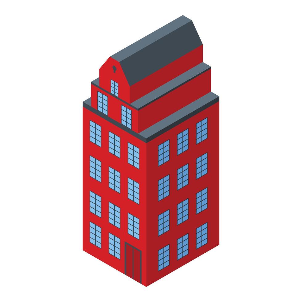 Red sweden building icon, isometric style vector