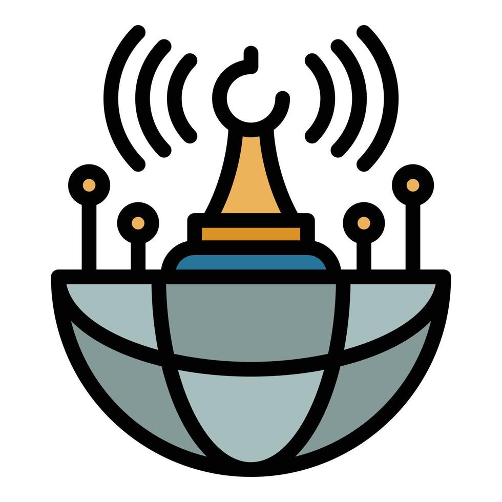 Electric radio station icon color outline vector