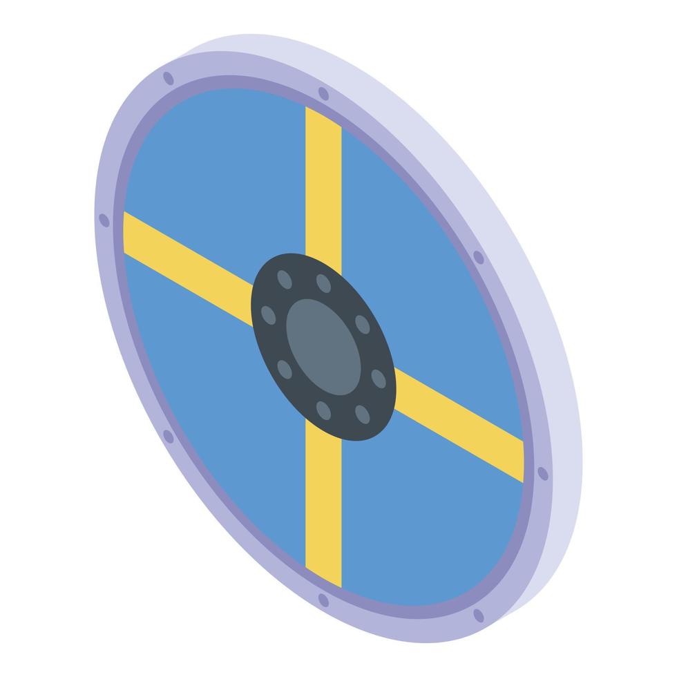 Sweden round shield icon, isometric style vector