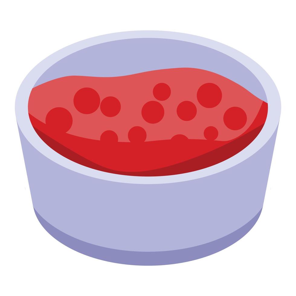 icono de cuenco de caviar, estilo isométrico vector