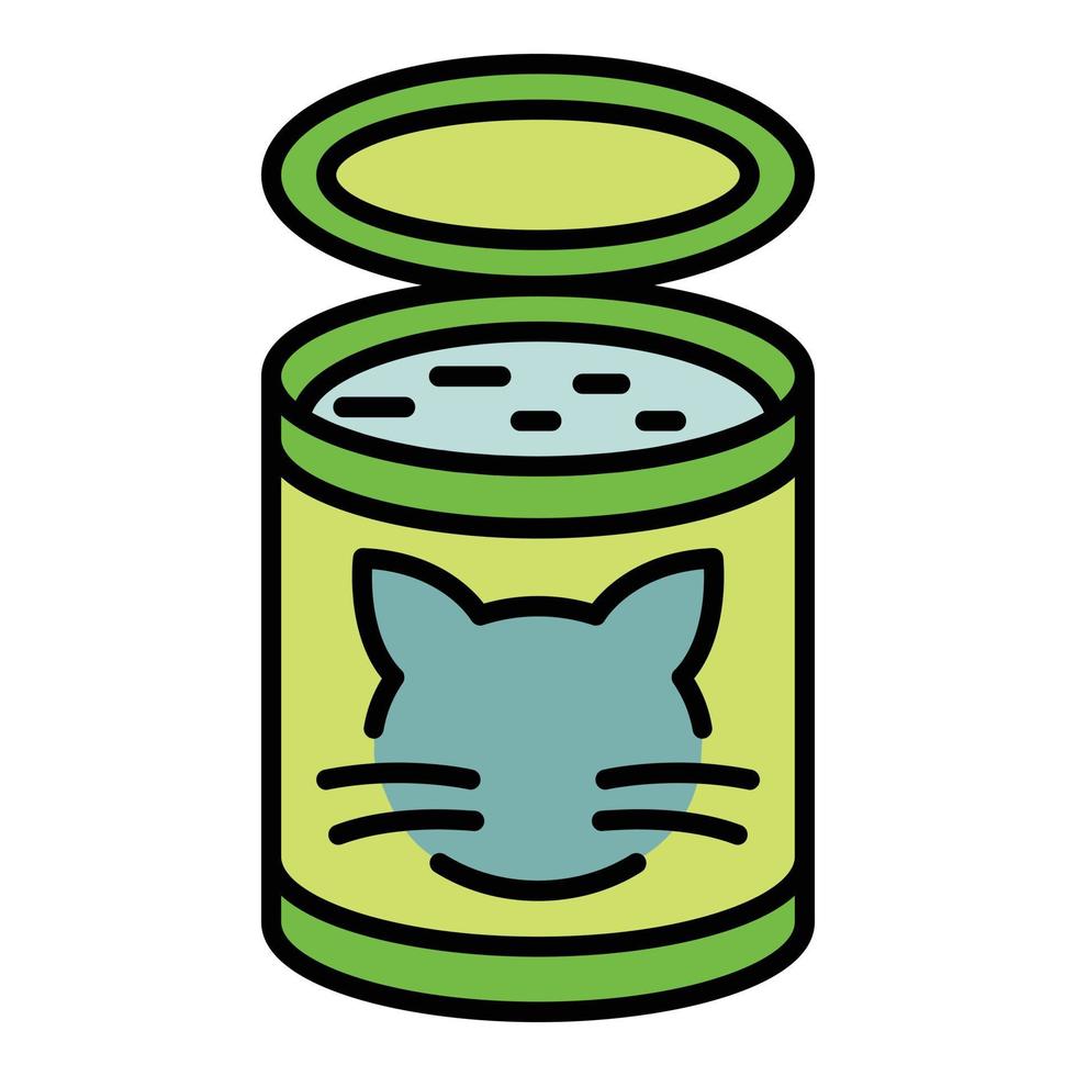 vector de contorno de color de icono de lata de comida para gatos