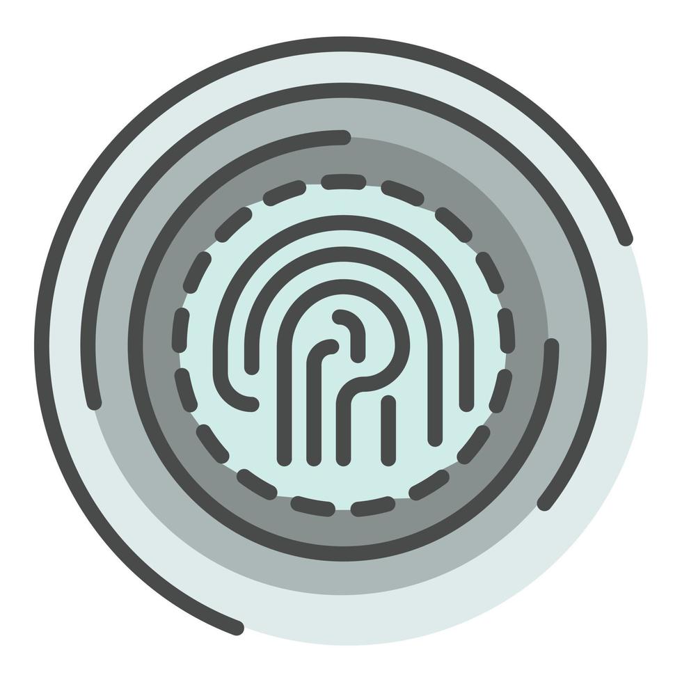 Fingerprint security icon color outline vector