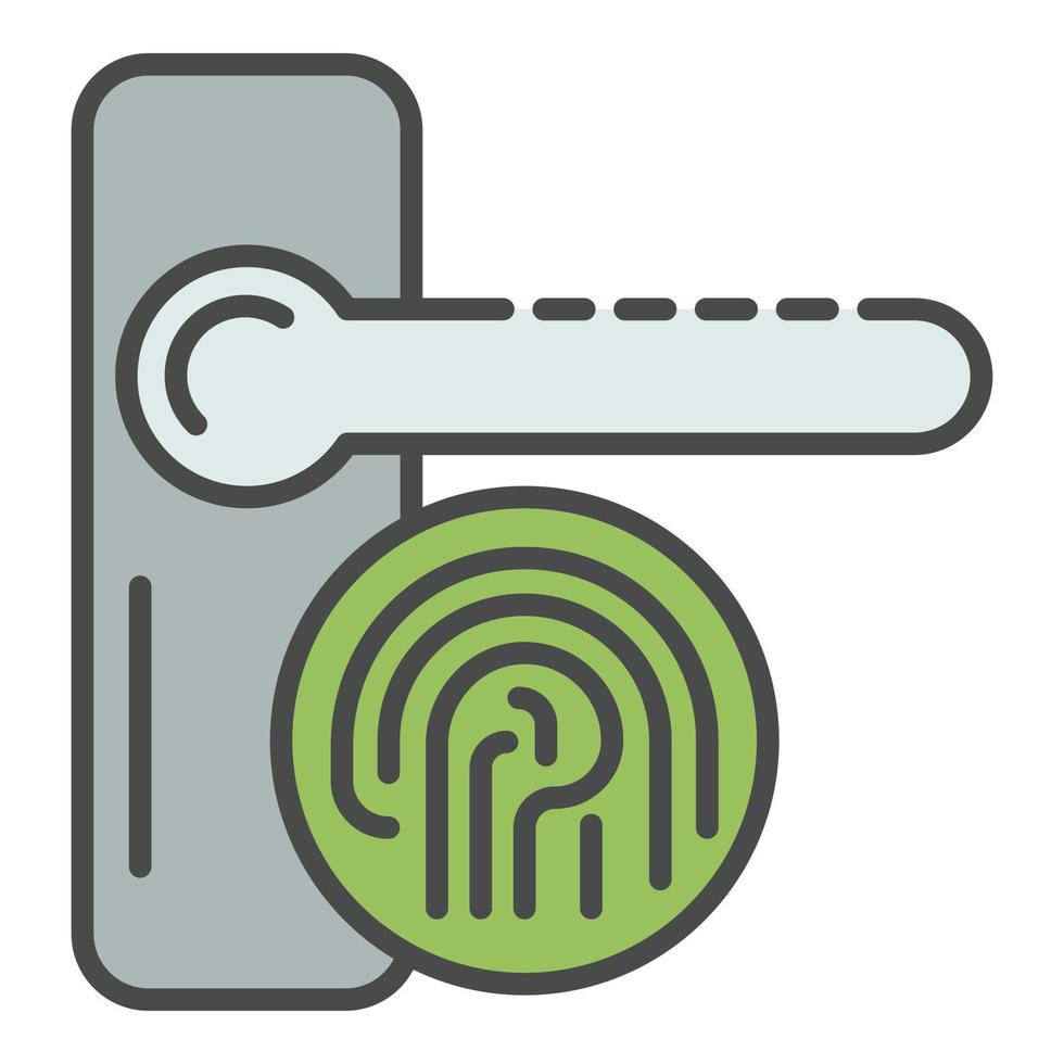 Fingerprint door lock icon color outline vector