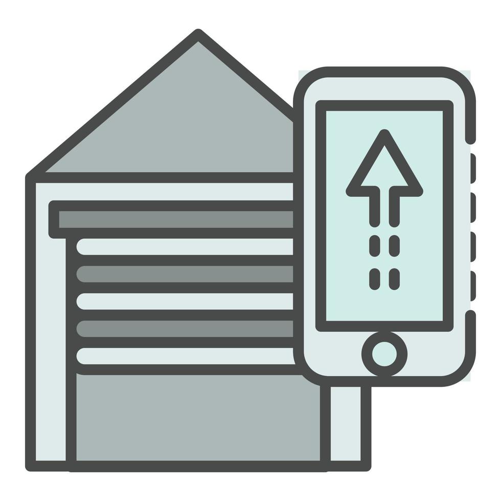 Smart open garage icon color outline vector