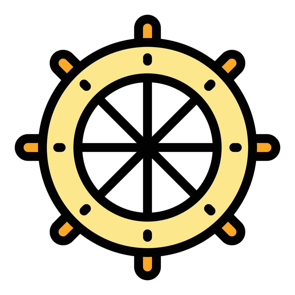 Yacht ship wheel icon color outline vector