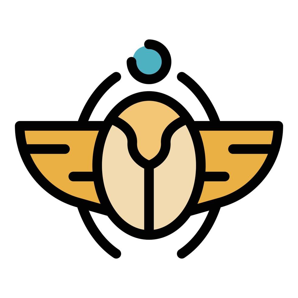 Scarab beetle wings icon color outline vector