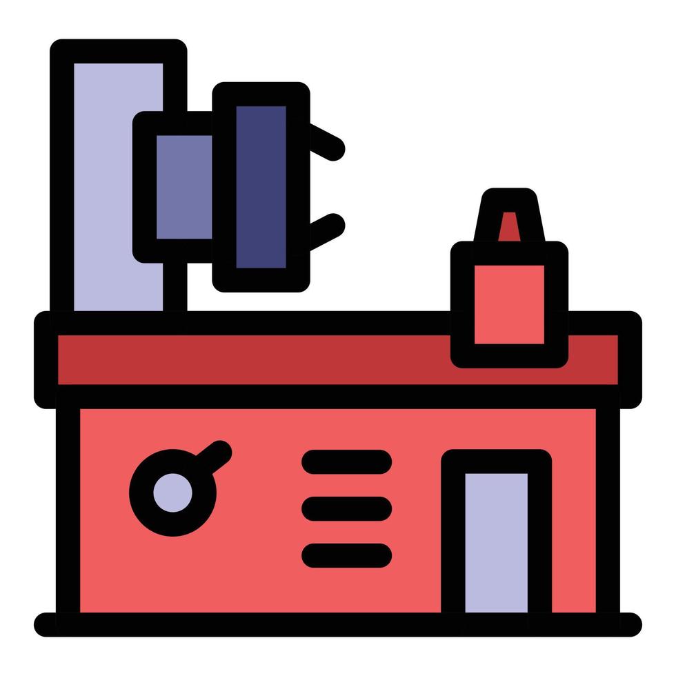 Cnc milling machine icon color outline vector