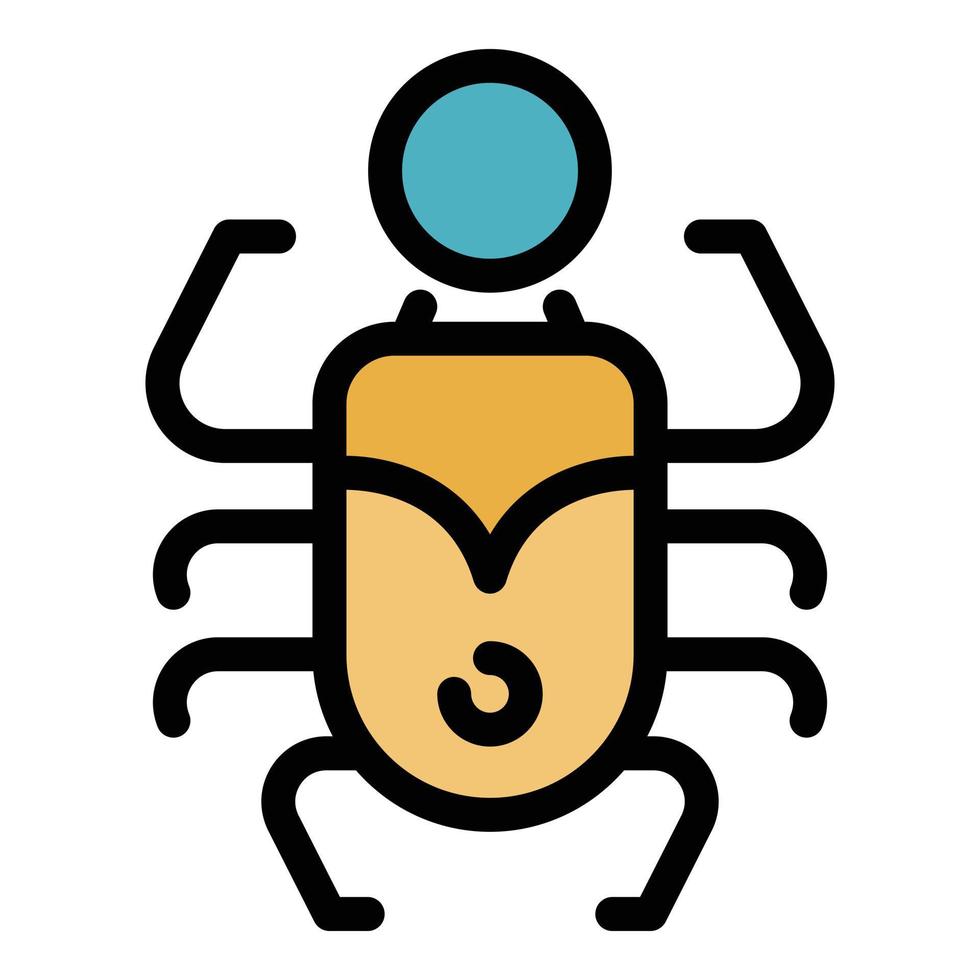 Amulet scarab beetle icon color outline vector