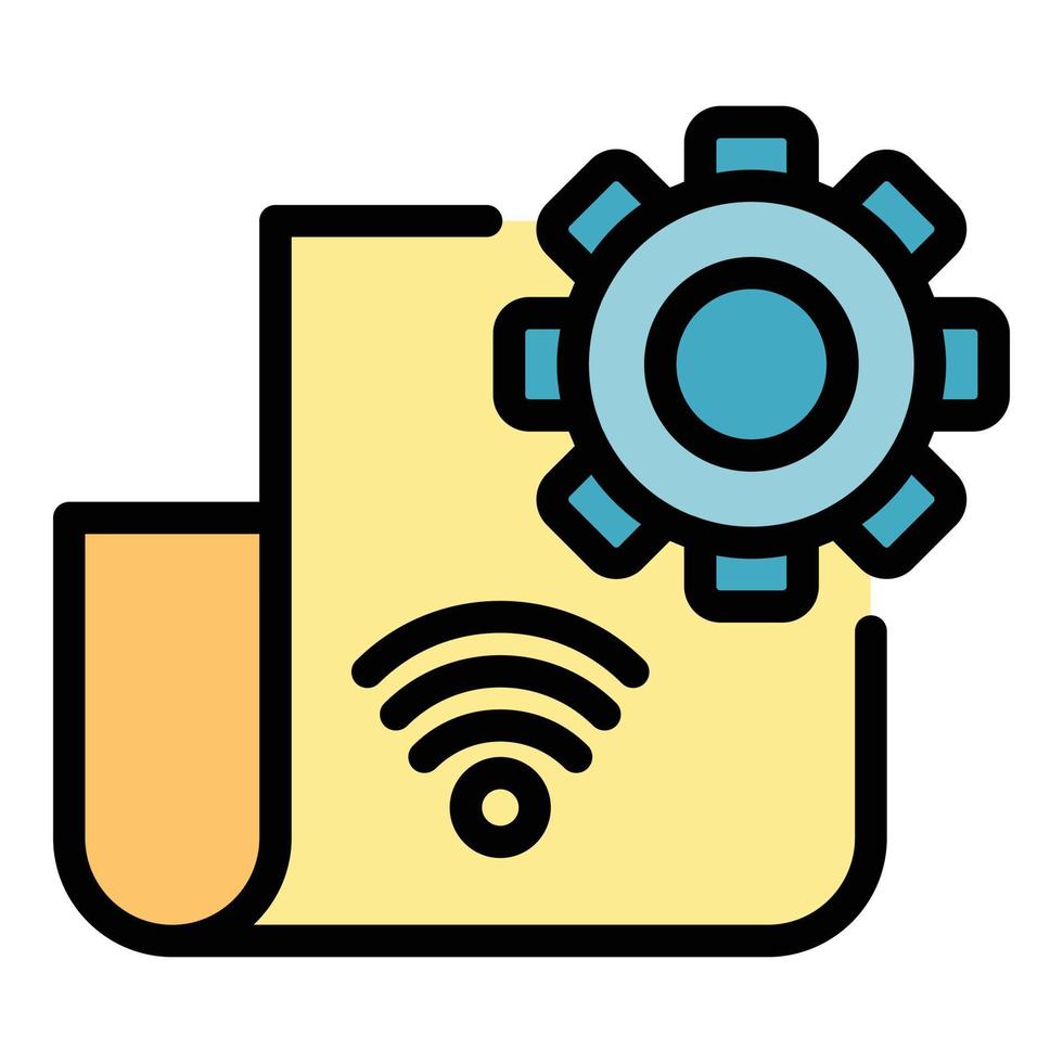 Gear paper remote access icon color outline vector