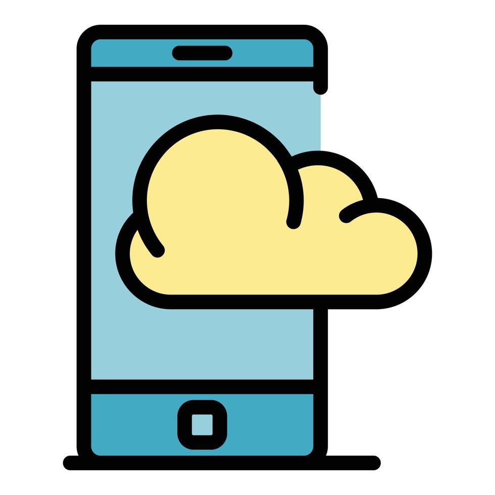 Smartphone cloud remote access icon color outline vector