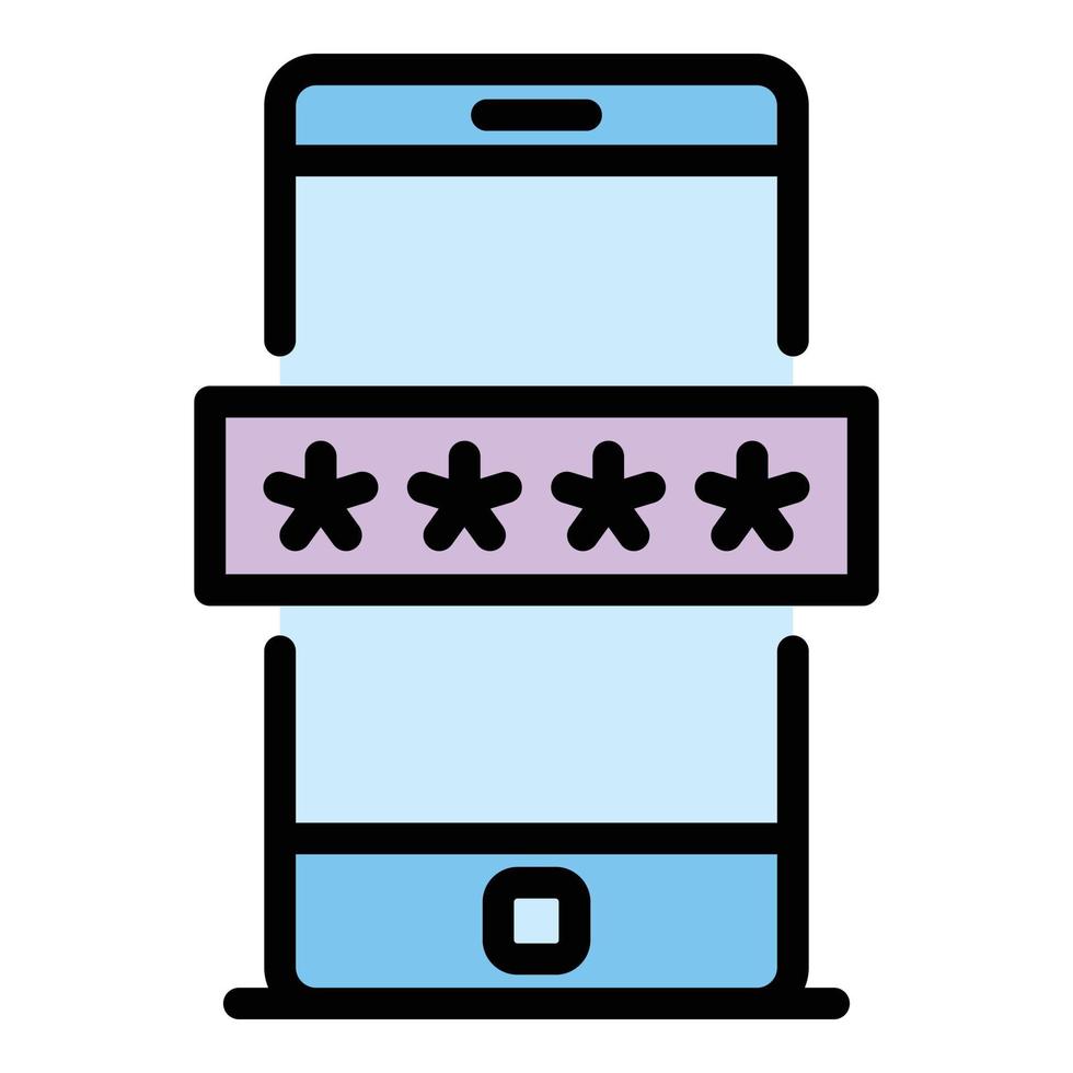 Smartphone authentication icon color outline vector