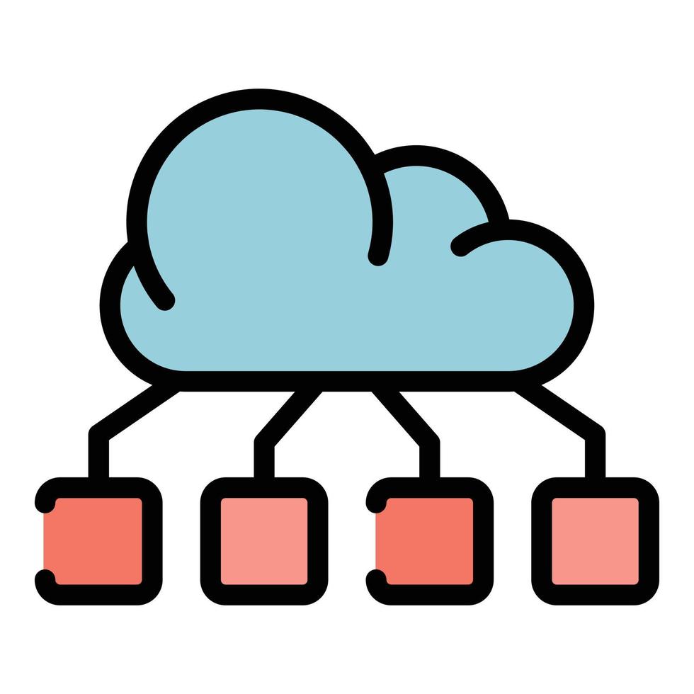 Data cloud remote control icon color outline vector