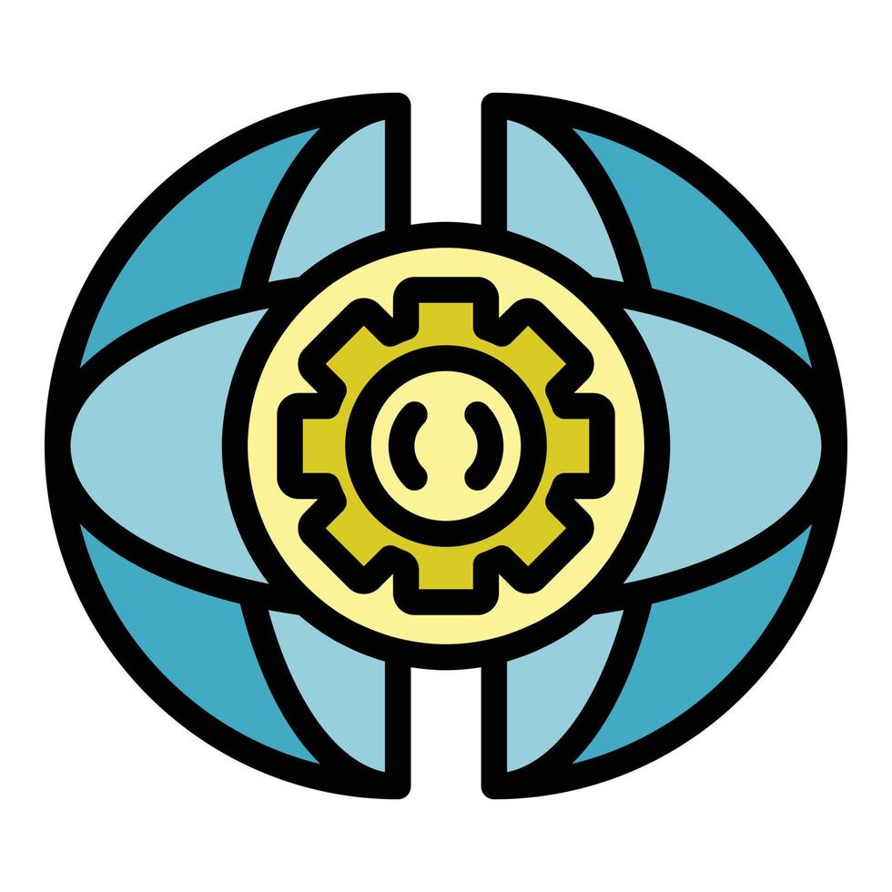 Operating system international gear icon color outline vector