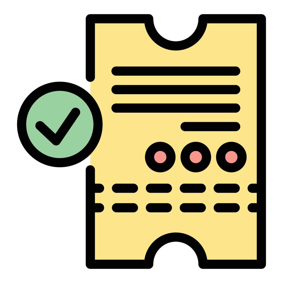 Approved bus ticket icon color outline vector