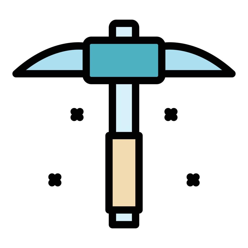 Hand pick axe icon color outline vector
