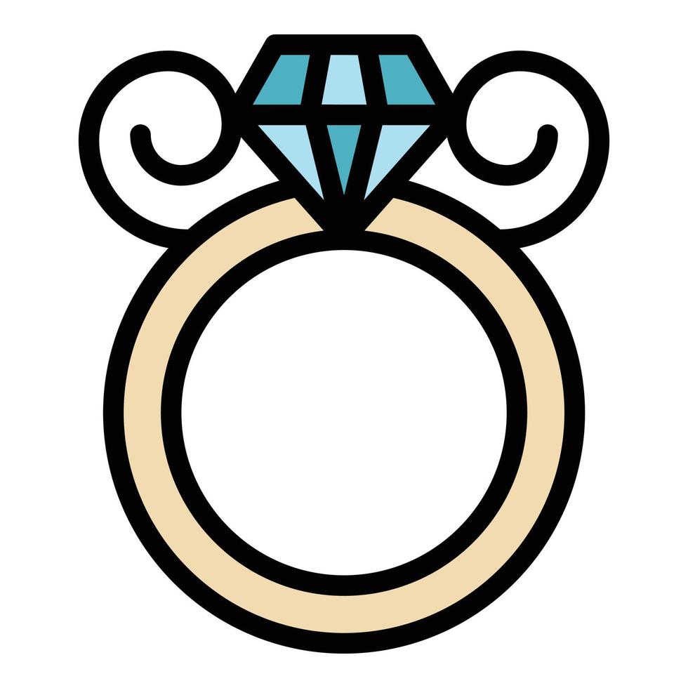 Metallurgy diamond ring icon color outline vector