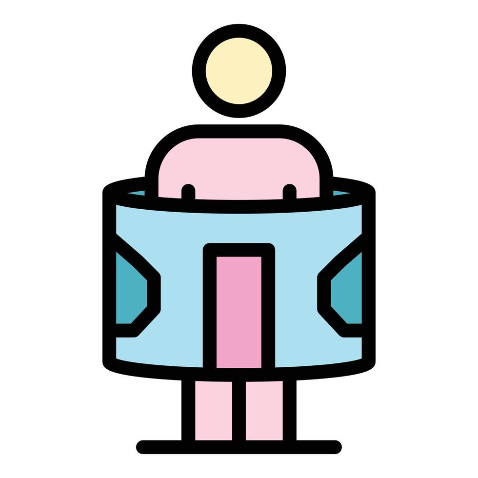 A man in a circle scanner icon color outline vector