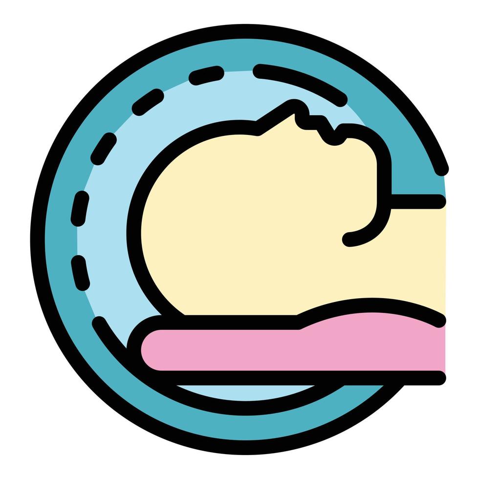 Brain examination icon color outline vector
