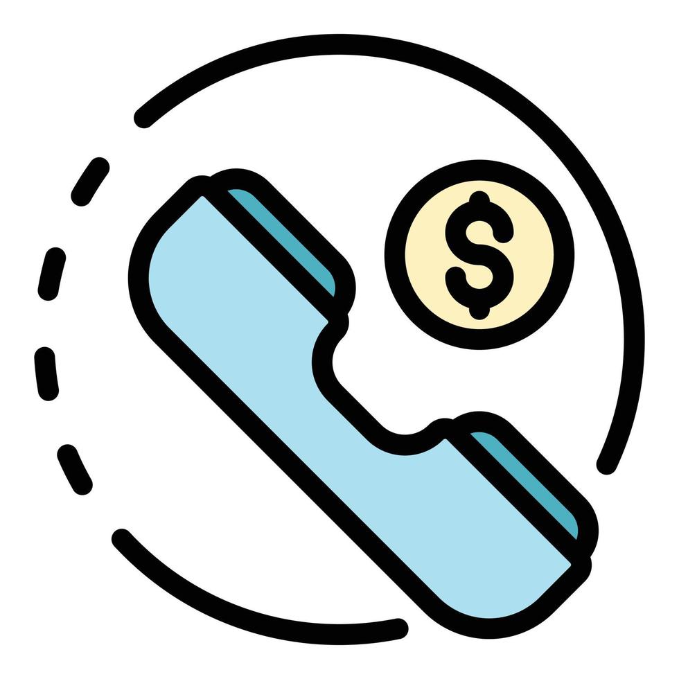 Handset and coin in the circle icon color outline vector