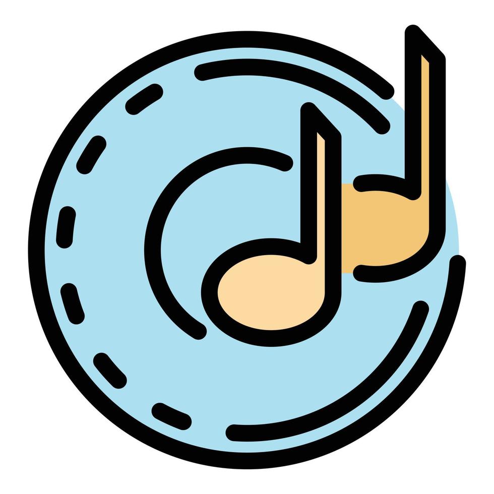 Music notes in a circle icon color outline vector
