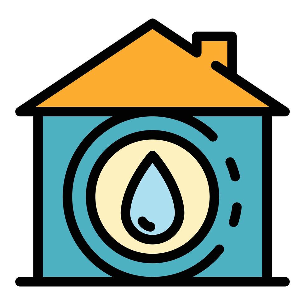 A drop in the house icon color outline vector
