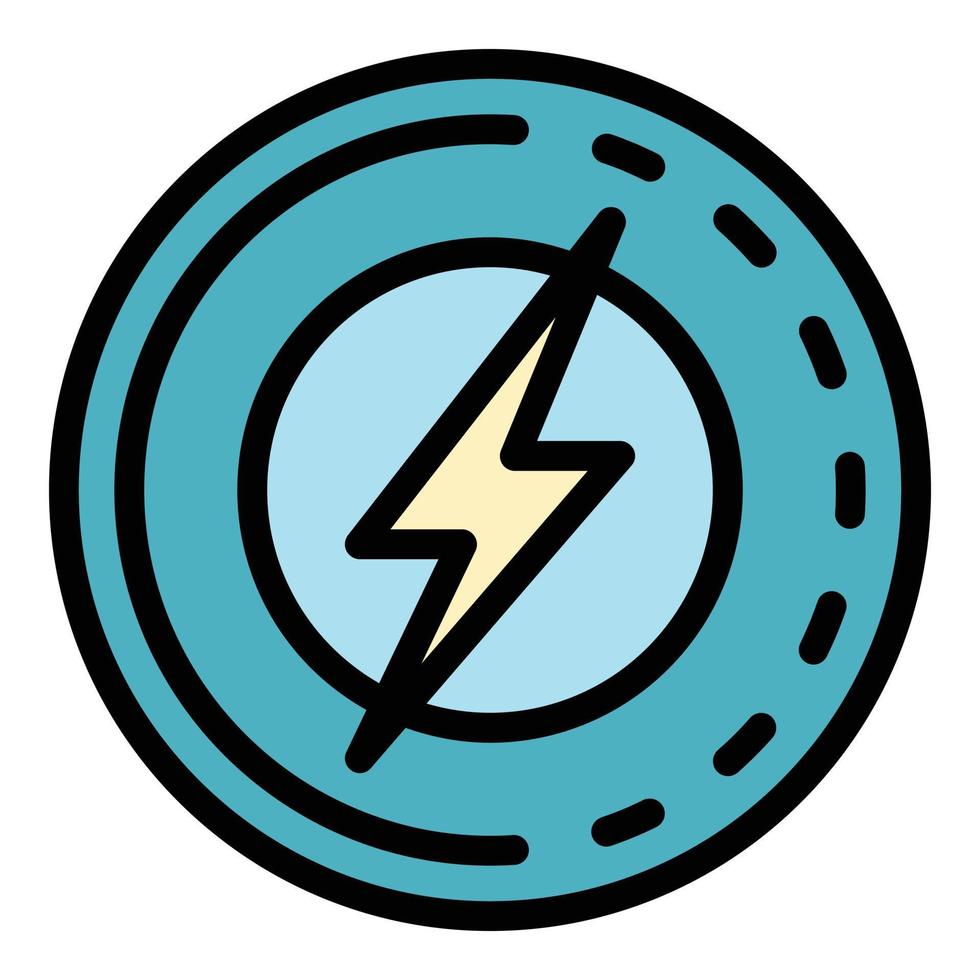 Lightning in a circle icon color outline vector