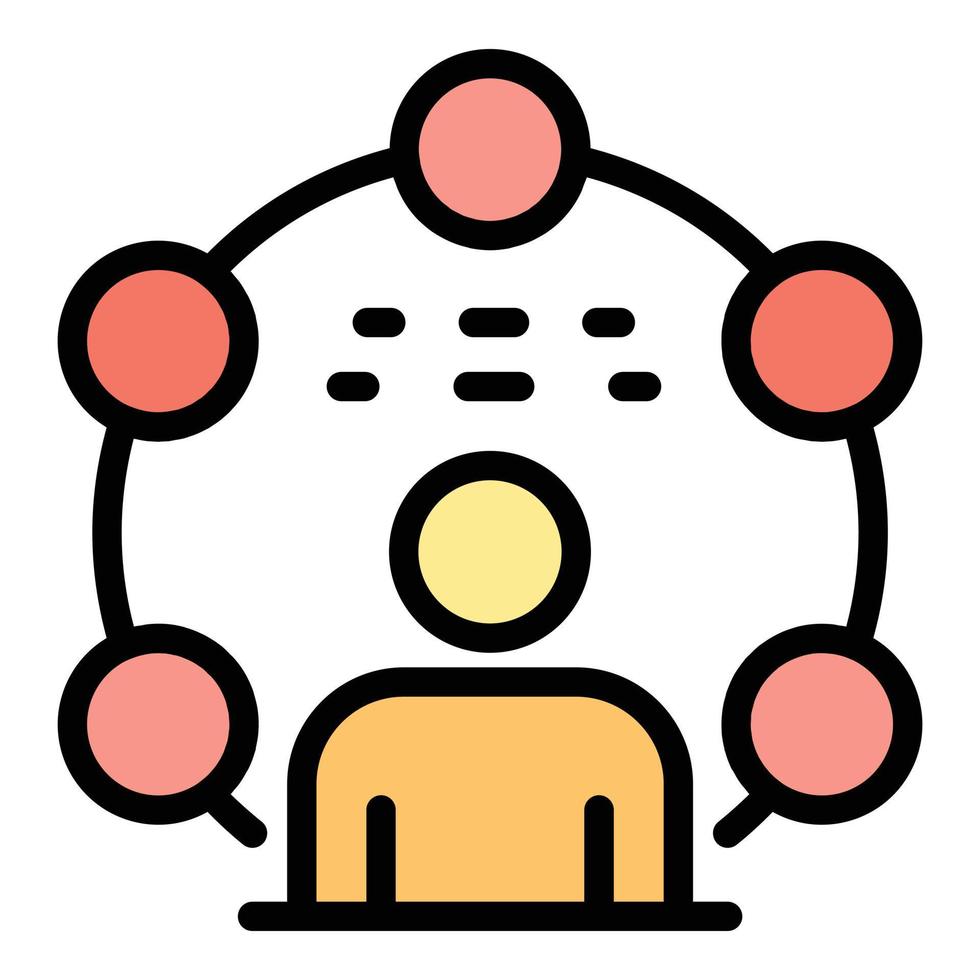 Man in the circle icon color outline vector